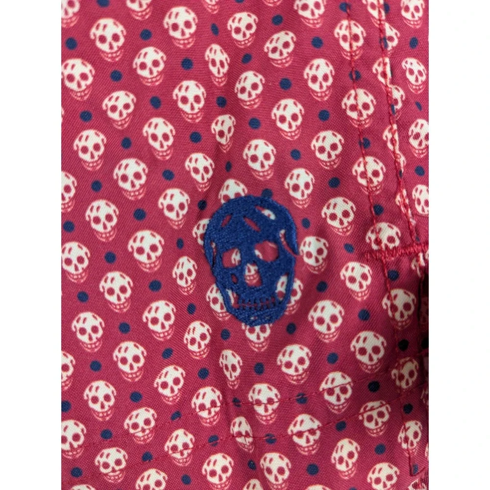 NWOT Alexander McQueen Skull Print‎ Swim Trunks Mens L Red Made in Italy Shorts